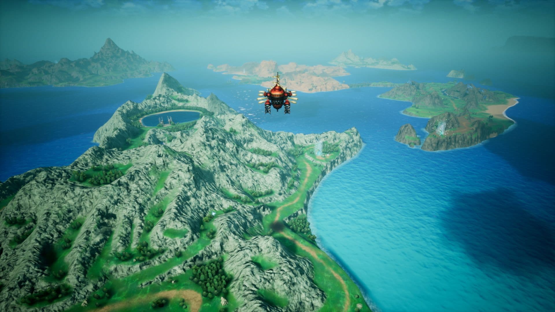 Una aeronave sobre el mapamundi de Lapis en Final Fantasy Resonance. Imagen promocional oficial. © SQUARE ENIX.