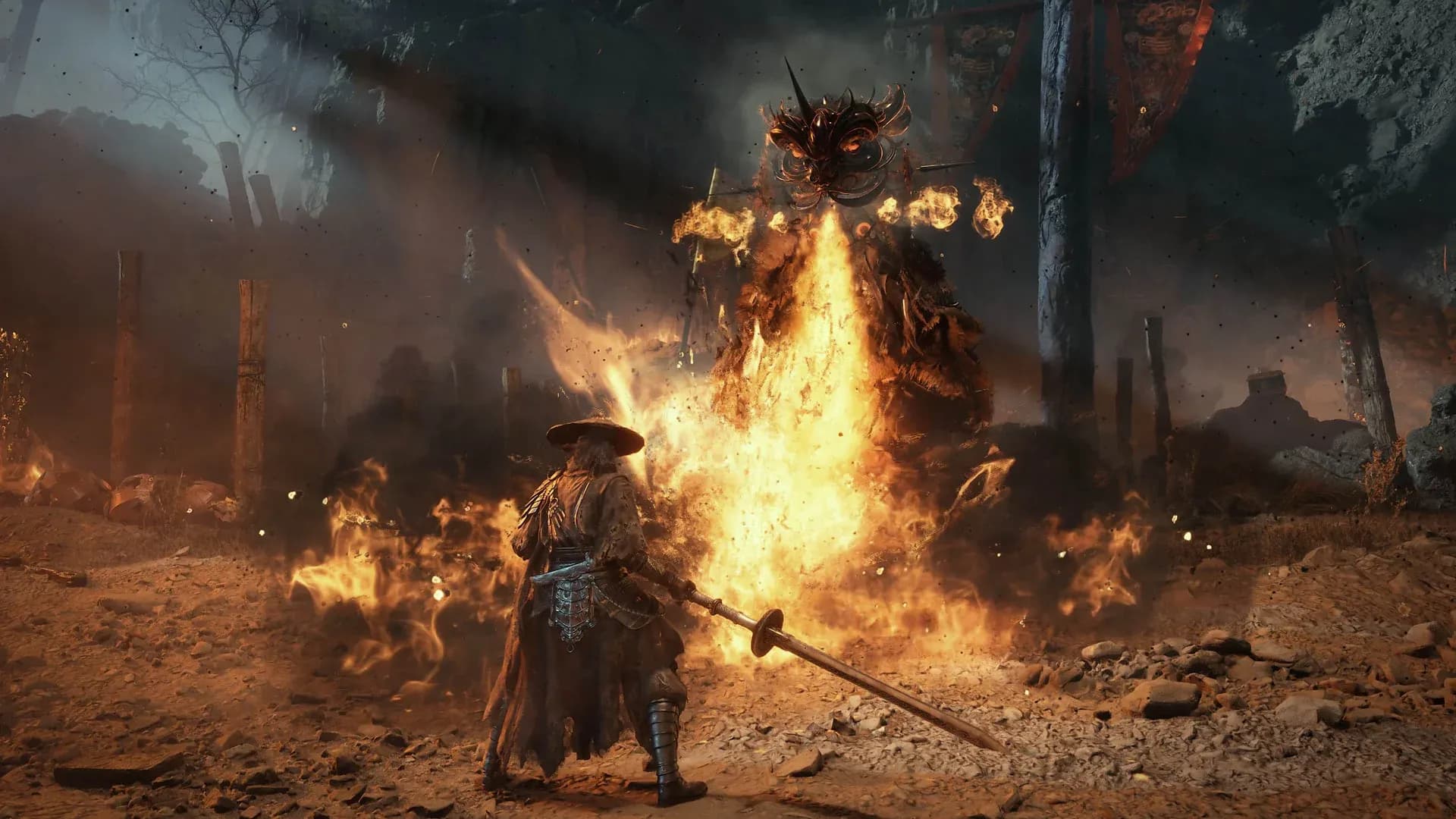 Soul se enfrenta a una criatura que exhala fuego. Imagen promocional oficial de Phantom Blade Zero, publicada por PlayStation. © PARAWULIN PRODUCTION LIMITED / S-GAME.