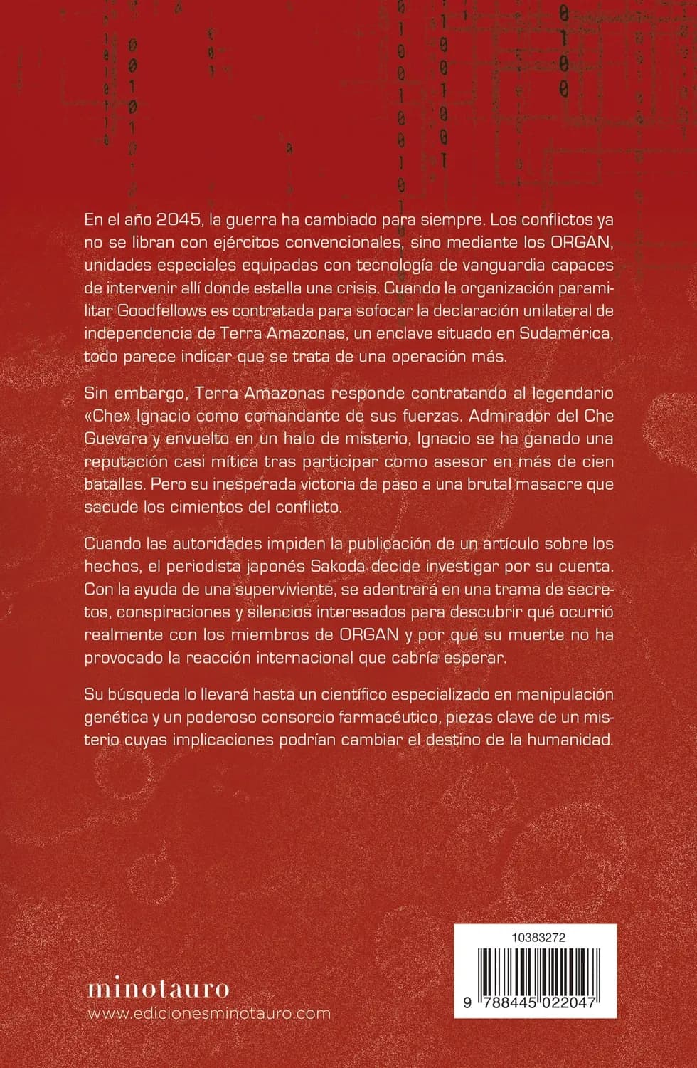 Contracubierta oficial de Man-kind, de Taiyo Fujii, en su edición española. Imagen: Minotauro / Grupo Planeta.