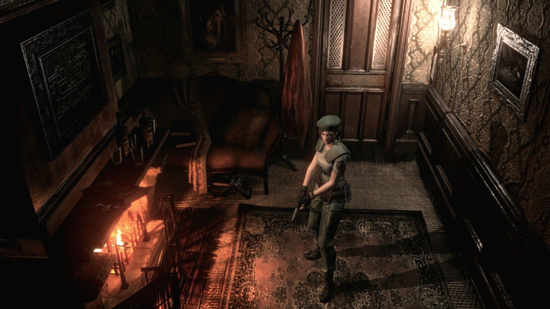 Jill Valentine en una habitación de la mansión Spencer. Captura promocional oficial de Resident Evil HD Remaster, versión del remake de 2002, publicada por Capcom en Steam. © CAPCOM CO., LTD.